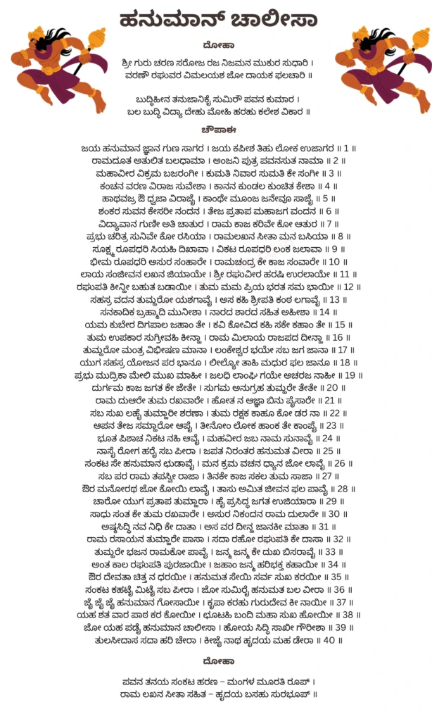 Kannada Hanuman Chalisa Written Image