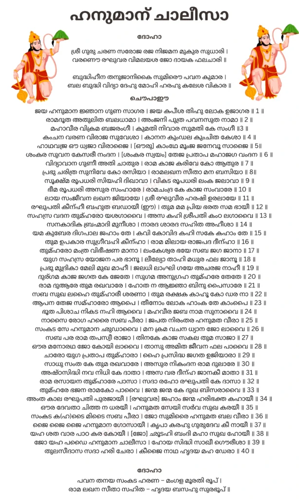 Malayalam Hanuman Chalisa Written Image