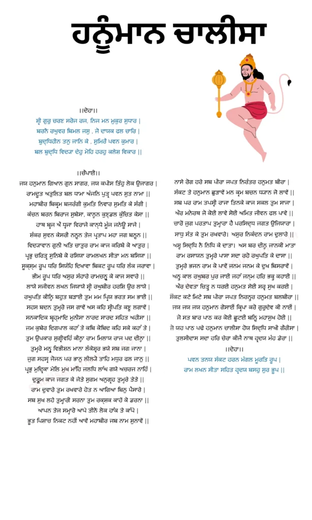 Punjabi Hanuman Chalisa Written Image