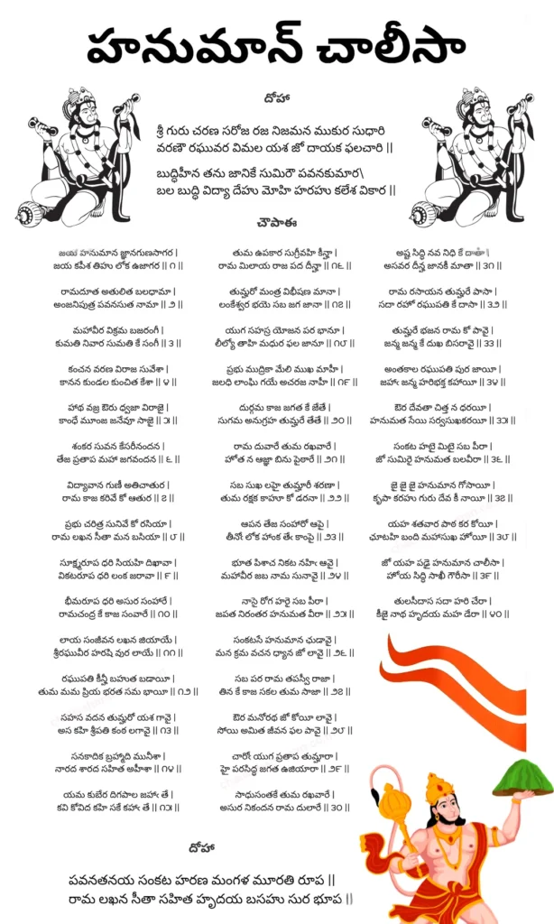Telugu Hanuman Chalisa Written Image